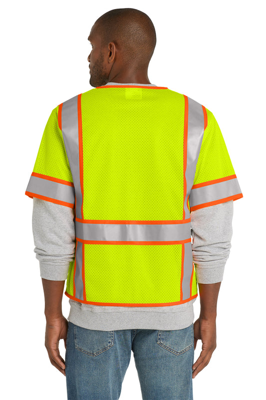 CornerStone ® ANSI 107 Class 3 Surveyor Mesh Zippered Two-Tone Short Sleeve Vest. CSV106