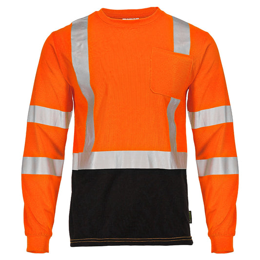 DSL1432 Hi-Vis Class 3 Black Bottom Viz-Dri™ Long Sleeve Safety Shirt