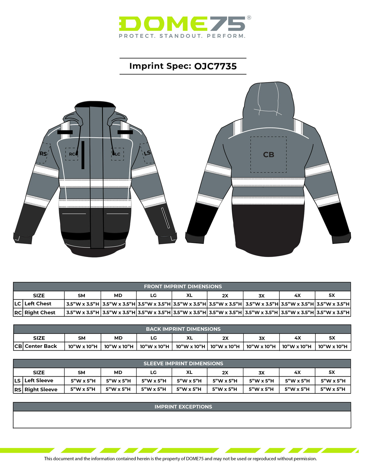 BLANK OJC7735 Heavy-Duty Hi-Vis Class 3 Black Bottom Thermal Insulated Winter Safety Jacket