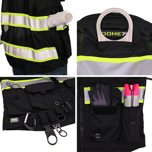 OV8783 Heavy-Duty Solid Front Black Safety Vest Featuring MUL System and ProPocket