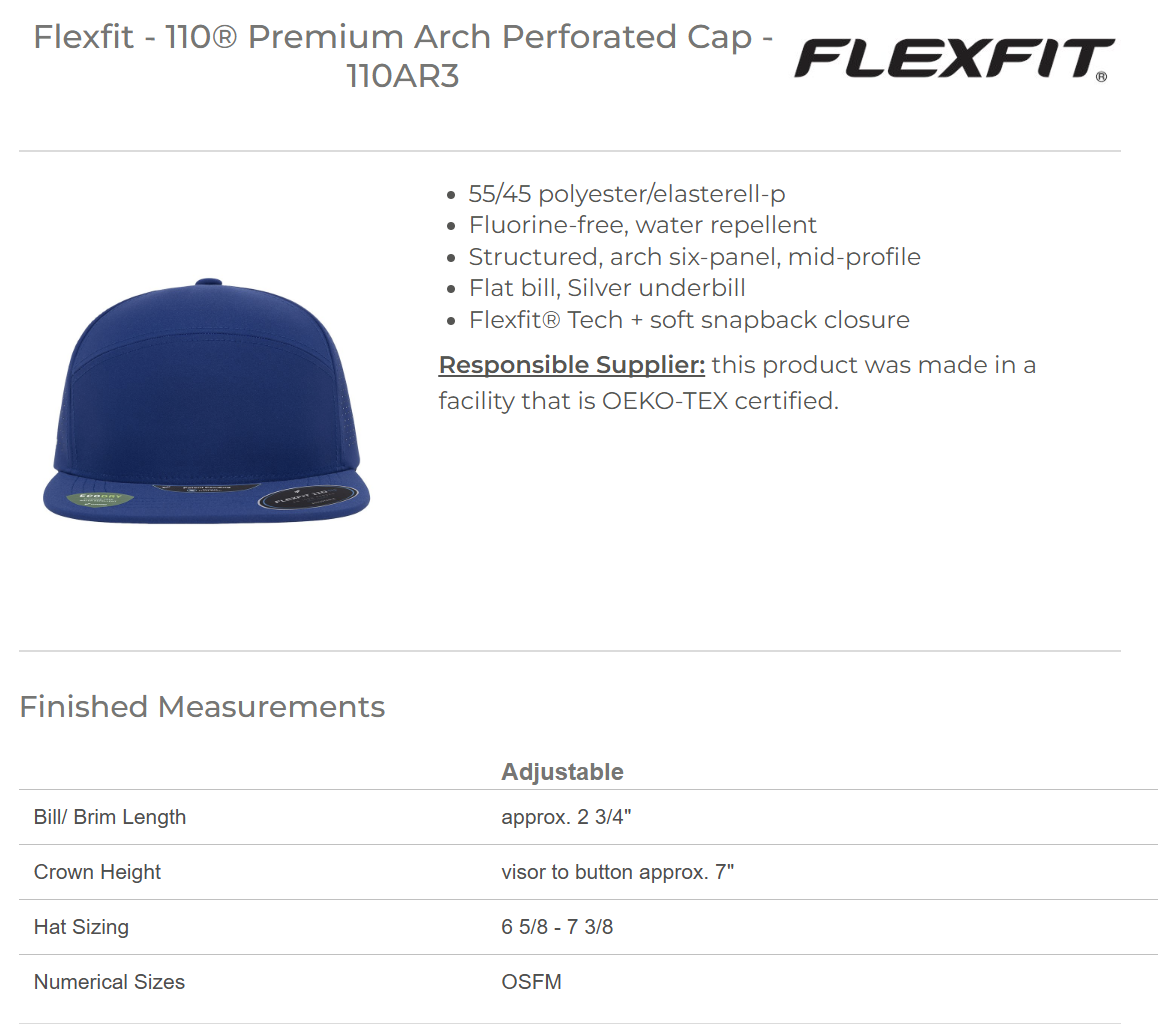 110® Premium Arch Perforated Cap