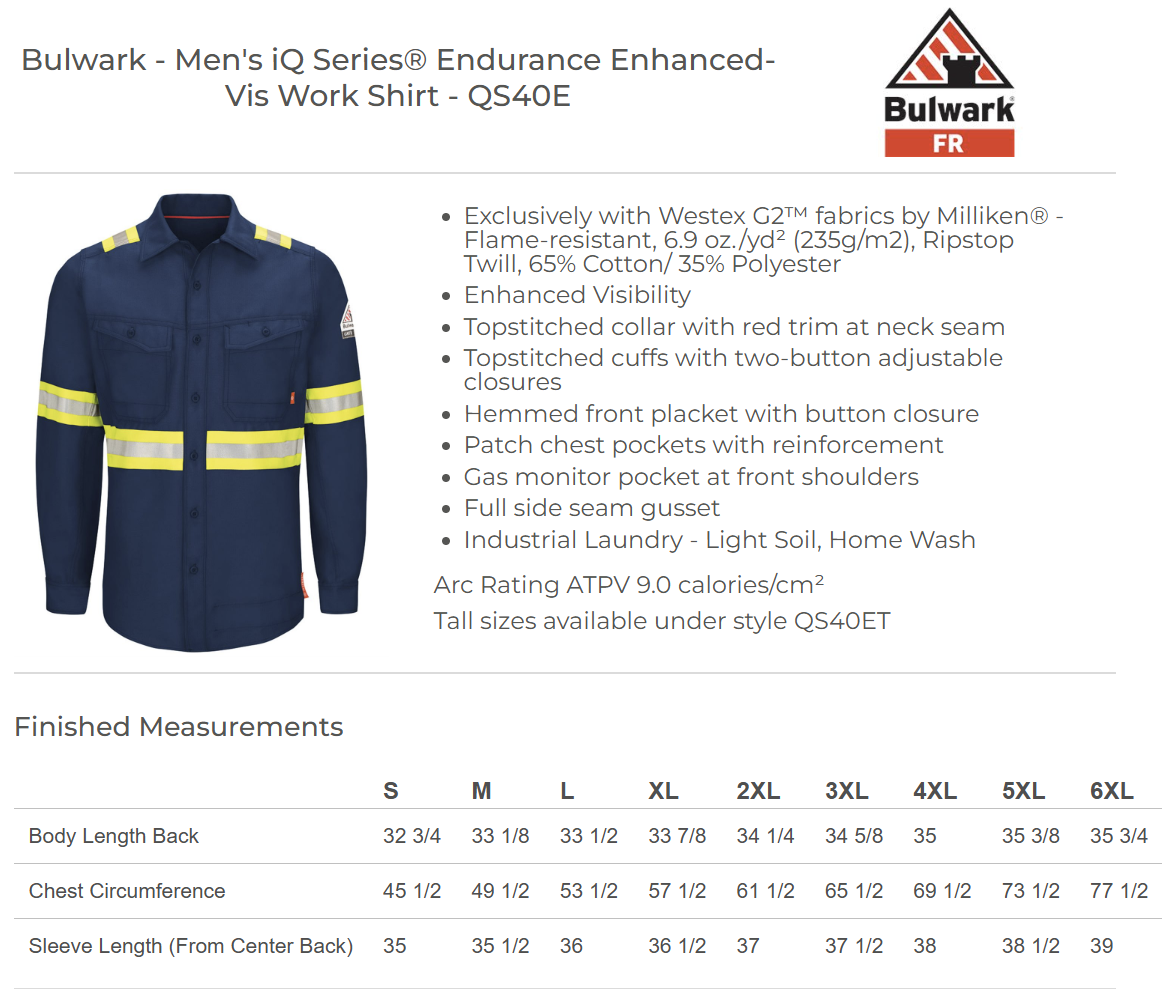 BLANK QS40E Men's iQ Series® Endurance Enhanced-Vis Work Shirt