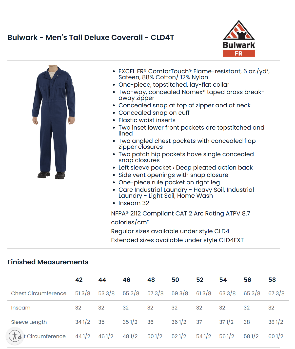BLANK CLD4T Men's Tall Deluxe Coverall