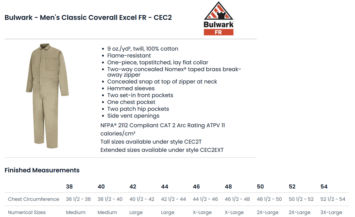 BLANK CEC2 Men's Classic Coverall Excel FR