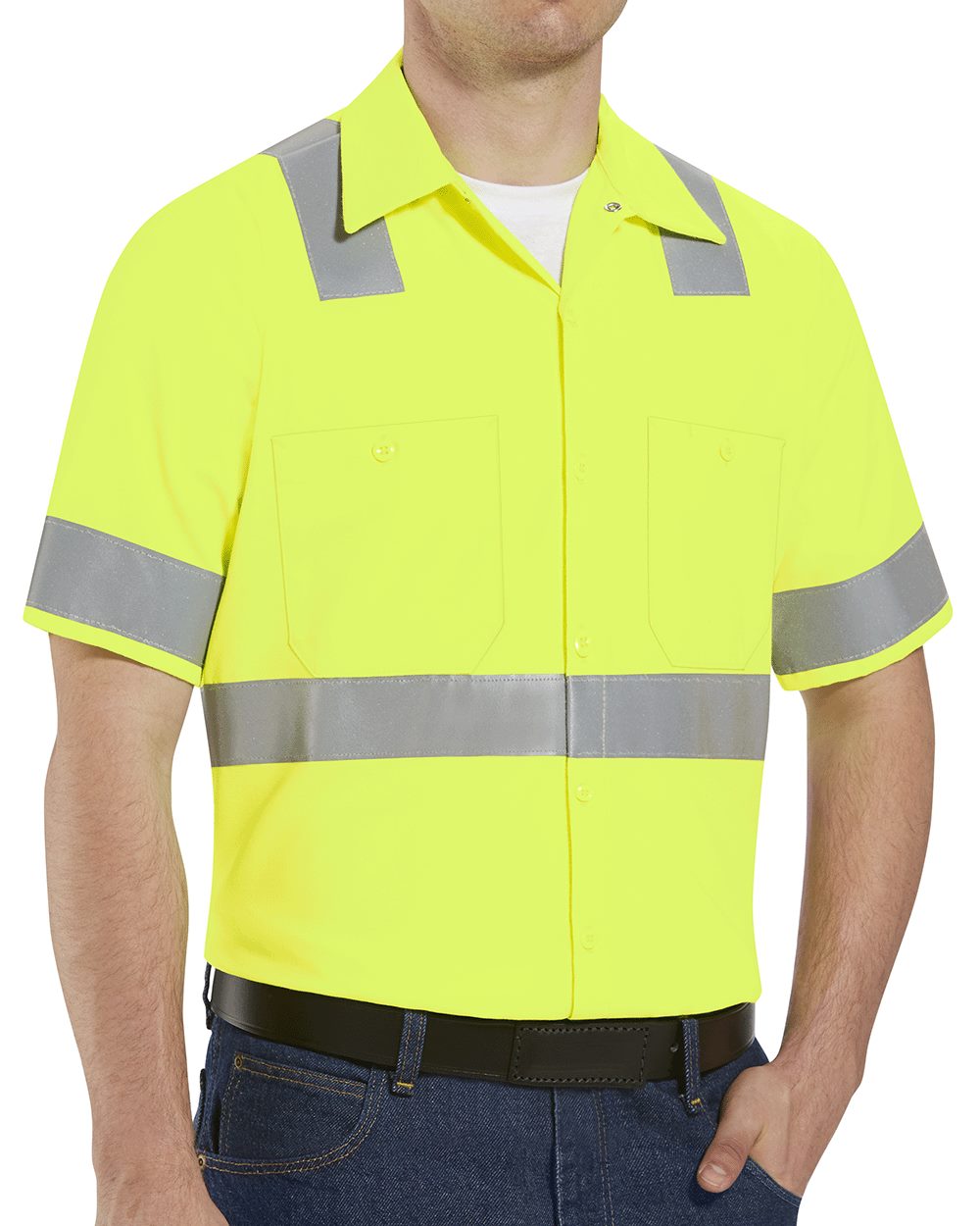 BLANK SS24HV Men's High Visibility Safety Short Sleeve Work Shirt