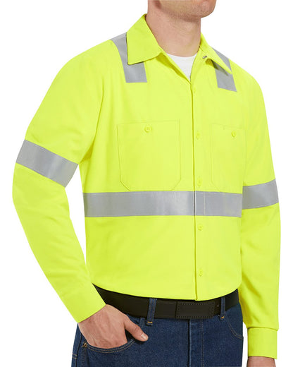 BLANK SS14HV Men's High Visibility Safety Long Sleeve Work Shirt