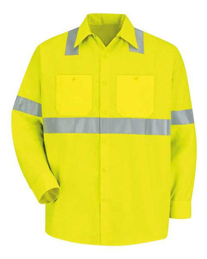 BLANK SS14HV Men's High Visibility Safety Long Sleeve Work Shirt