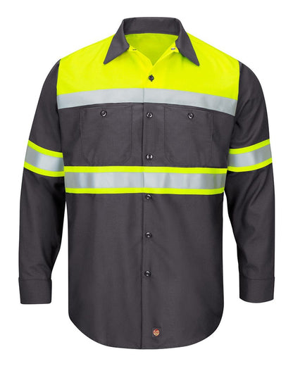 BLANK SY70 Men's Hi-Visibility Colorblock Ripstop Long Sleeve Work Shirt