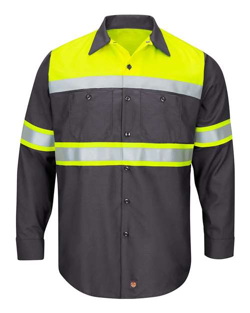 BLANK SY70 Men's Hi-Visibility Colorblock Ripstop Long Sleeve Work Shirt