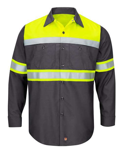 BLANK SY70 Men's Hi-Visibility Colorblock Ripstop Long Sleeve Work Shirt