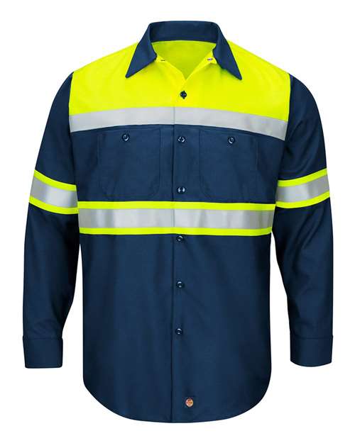 BLANK SY70 Men's Hi-Visibility Colorblock Ripstop Long Sleeve Work Shirt