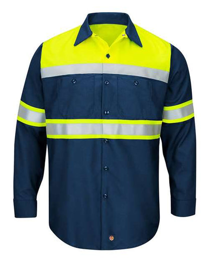 BLANK SY70 Men's Hi-Visibility Colorblock Ripstop Long Sleeve Work Shirt