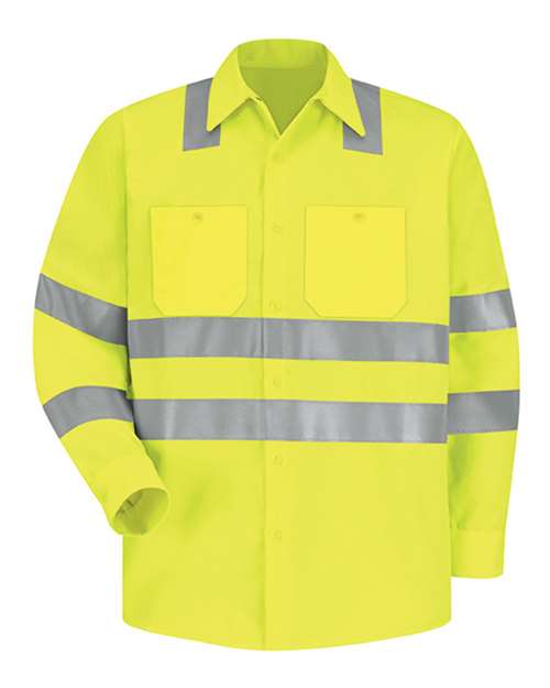 BLANK SS14HV Men's High Visibility Safety Long Sleeve Work Shirt
