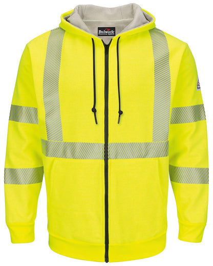 BLANK SMZ4HV Men's Hi-Visibility Zip-Front Hooded Fleece Sweatshirt with Waffle Lining