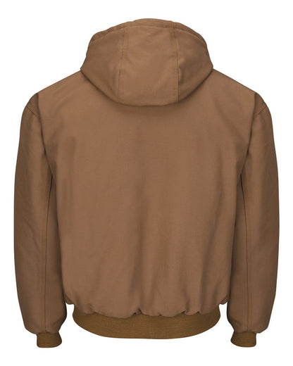 BLANK JLH6 Men's Insulated Brown Duck Hooded Jacket with Knit Trim