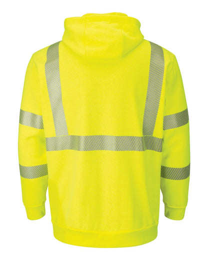 BLANK SMZ4HV Men's Hi-Visibility Zip-Front Hooded Fleece Sweatshirt with Waffle Lining
