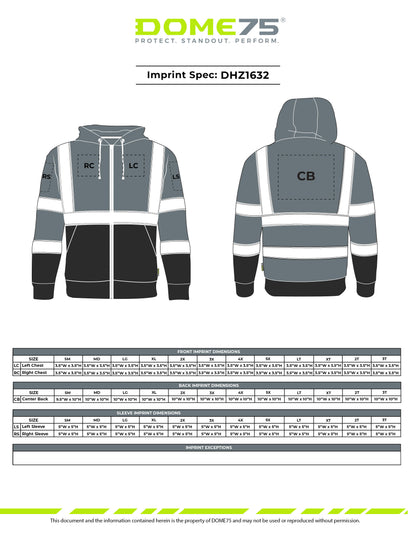 BLANK DHZ1632 Hi-Vis Class 3 Viz-Tuff™ Fleece Full-Zip Hoodie