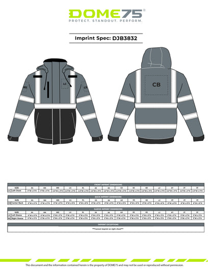 DJB3832 Hi-Vis Class 3 Black Bottom Thermal Bomber Jacket