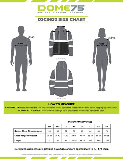 BLANK DJC3632 Class 3 Hi-Vis Black Bottom Chore Coat