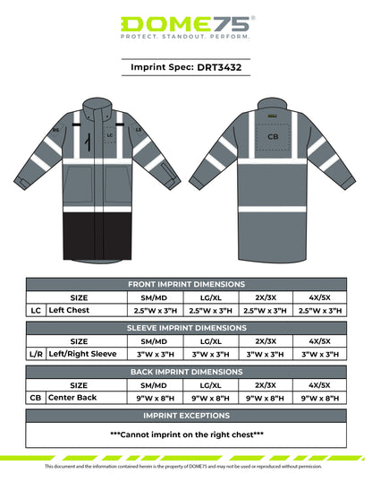 BLANK DRT3432 Hi-Vis Class 3 Rain Trench Coat