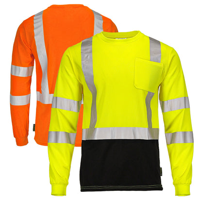 BLANK DSL1432 Hi-Vis Class 3 Black Bottom Viz-Dri™ Long Sleeve Safety Shirt