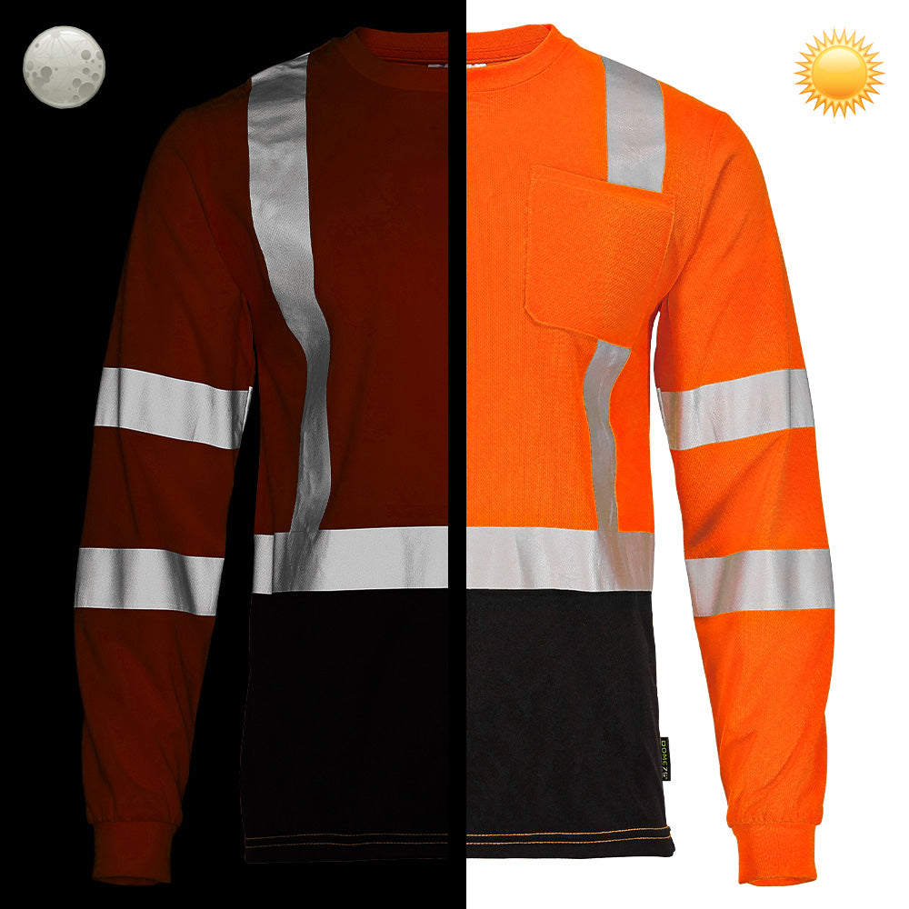 BLANK DSL1432 Hi-Vis Class 3 Black Bottom Viz-Dri™ Long Sleeve Safety Shirt