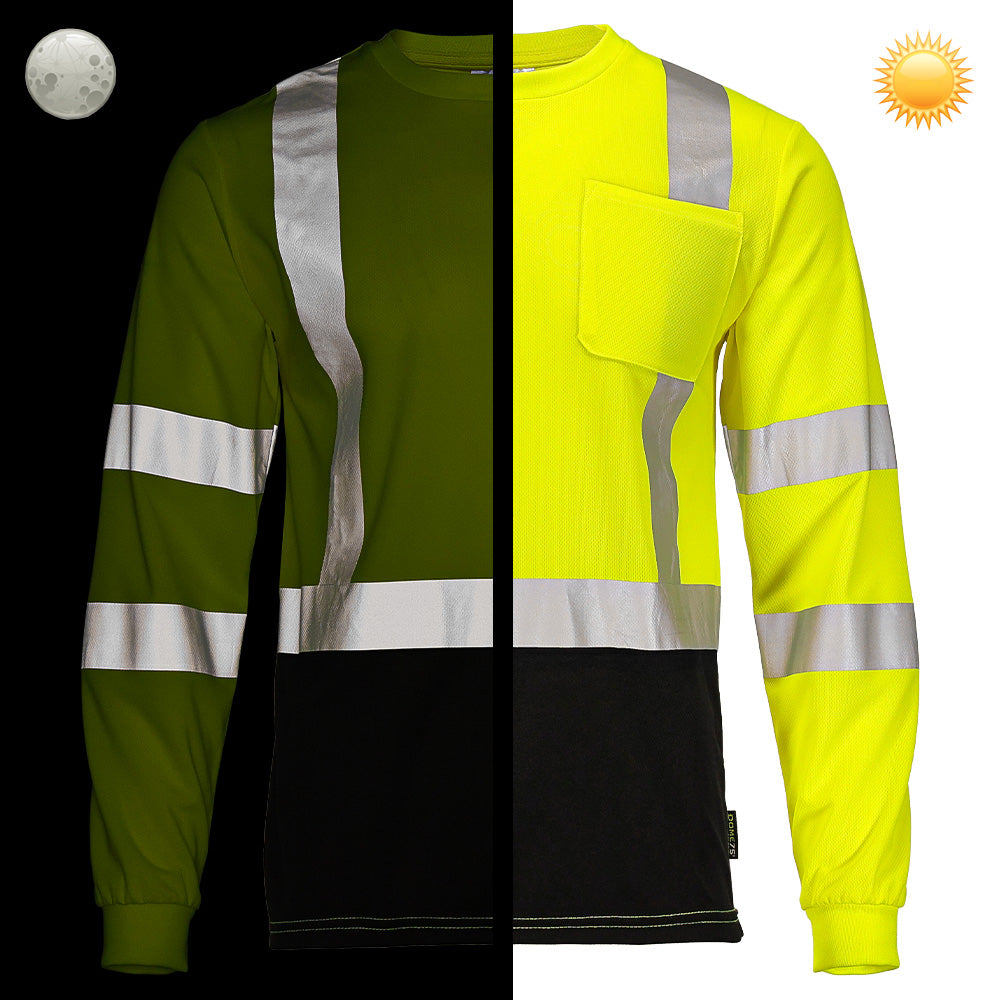BLANK DSL1432 Hi-Vis Class 3 Black Bottom Viz-Dri™ Long Sleeve Safety Shirt