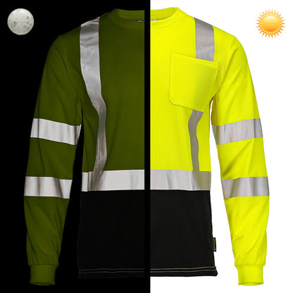 BLANK DSL1432 Hi-Vis Class 3 Black Bottom Viz-Dri™ Long Sleeve Safety Shirt
