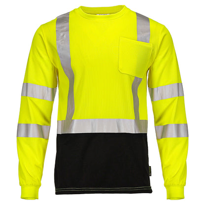 BLANK DSL1432 Hi-Vis Class 3 Black Bottom Viz-Dri™ Long Sleeve Safety Shirt