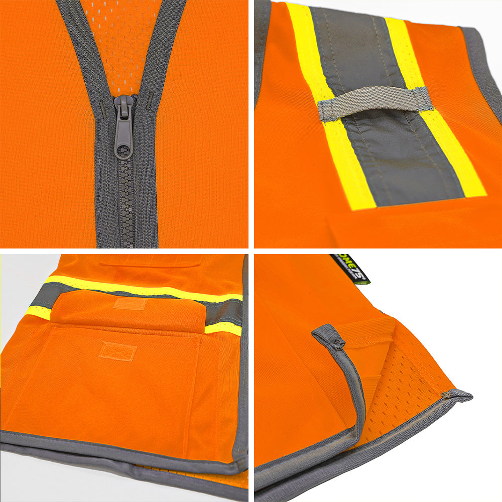 DV2123S ANSI Class 2 Hi-Vis Contrast Viz-Cool™ Solid Front Mesh Safety Vest