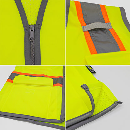 DV2123S ANSI Class 2 Hi-Vis Contrast Viz-Cool™ Solid Front Mesh Safety Vest