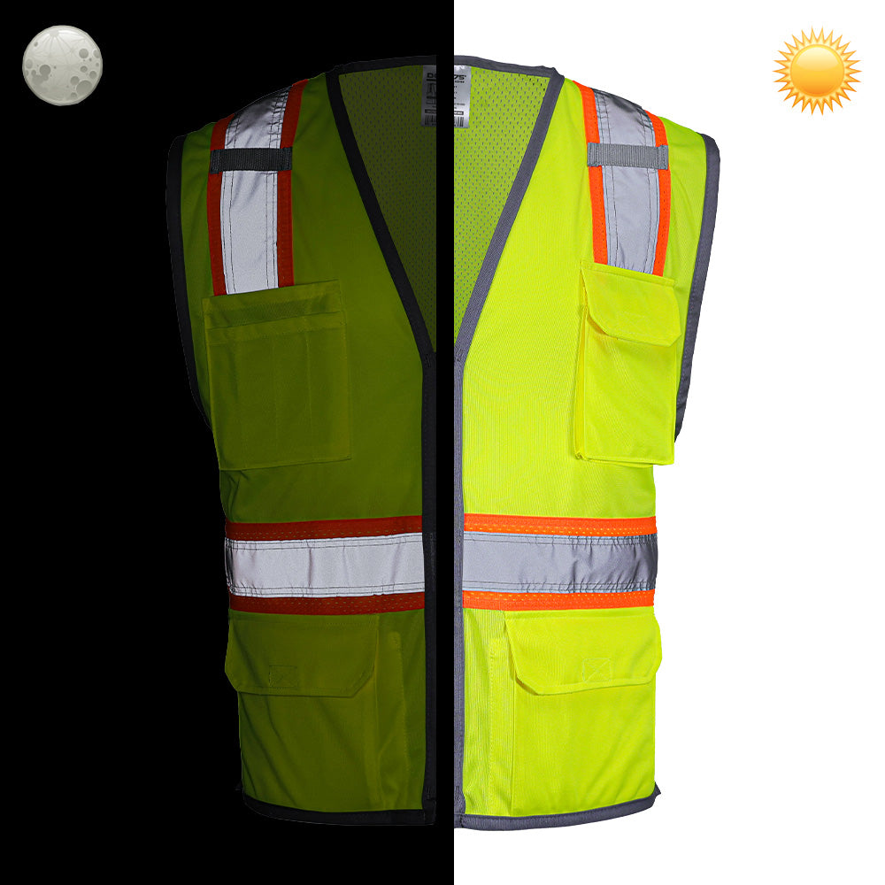 DV2123S ANSI Class 2 Hi-Vis Contrast Viz-Cool™ Solid Front Mesh Safety Vest