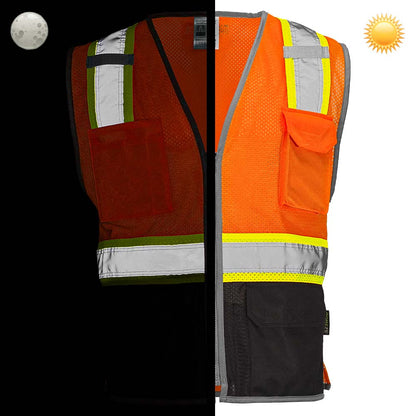 DV2125 Class 2 Black Bottom Hi-Vis Contrast Viz-Cool™ Mesh Safety Vest