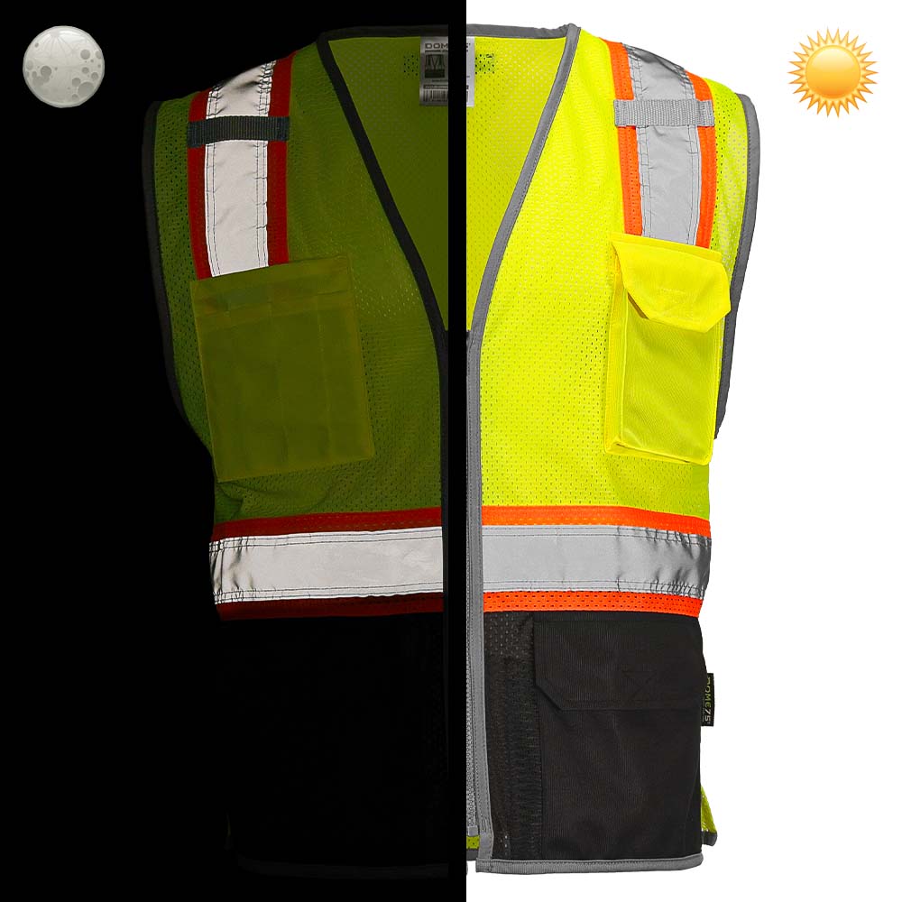 DV2125 Class 2 Black Bottom Hi-Vis Contrast Viz-Cool™ Mesh Safety Vest