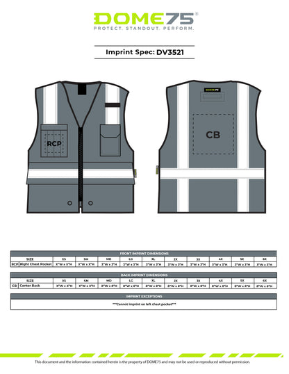DV3521 ANSI Class 2 Hi-Vis Mesh Utility Safety Vest