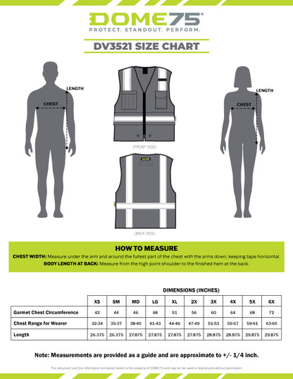 DV3521 ANSI Class 2 Hi-Vis Mesh Utility Safety Vest