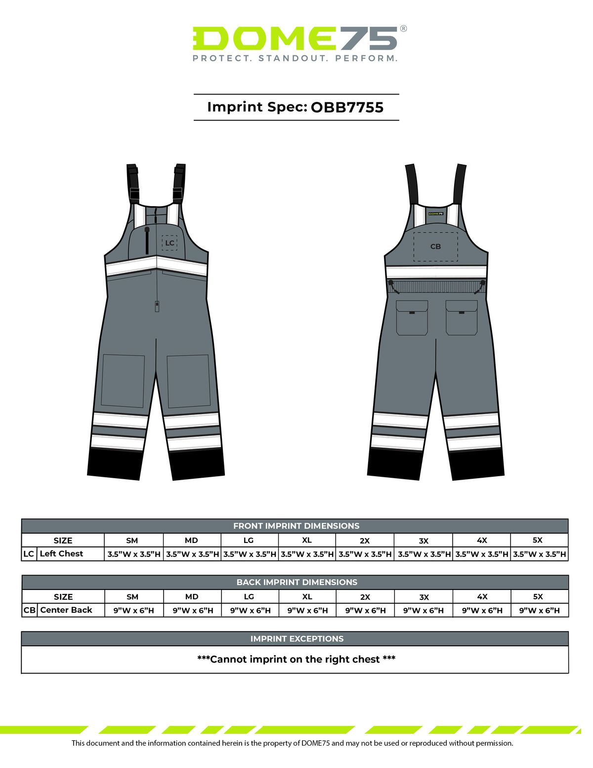 BLANK OBB7755 Heavy-Duty Hi-Vis Class E Thermal Insulated Winter Bib