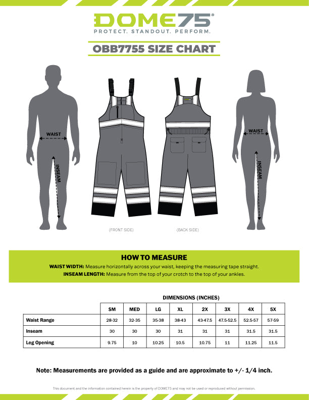 BLANK OBB7755 Heavy-Duty Hi-Vis Class E Thermal Insulated Winter Bib