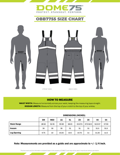 BLANK OBB7755 Heavy-Duty Hi-Vis Class E Thermal Insulated Winter Bib