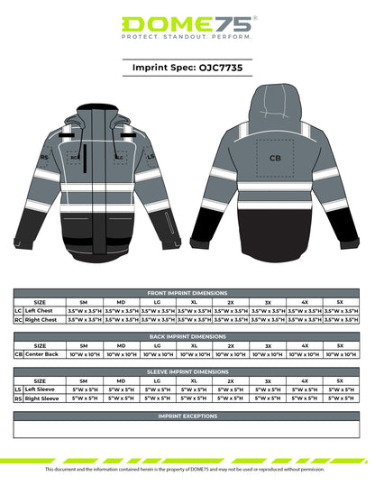 BLANK OJC7735 Heavy-Duty Hi-Vis Class 3 Black Bottom Thermal Insulated Winter Safety Jacket