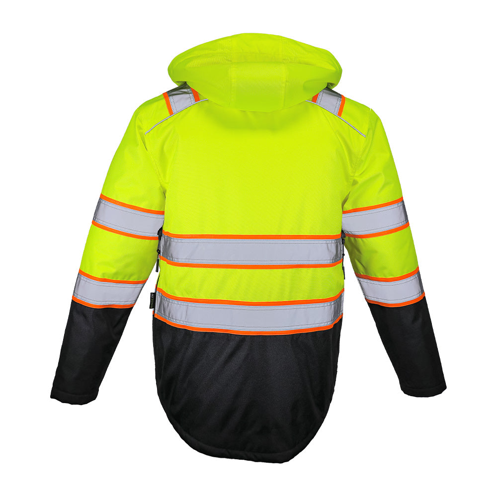 BLANK OJC7735 Heavy-Duty Hi-Vis Class 3 Black Bottom Thermal Insulated Winter Safety Jacket