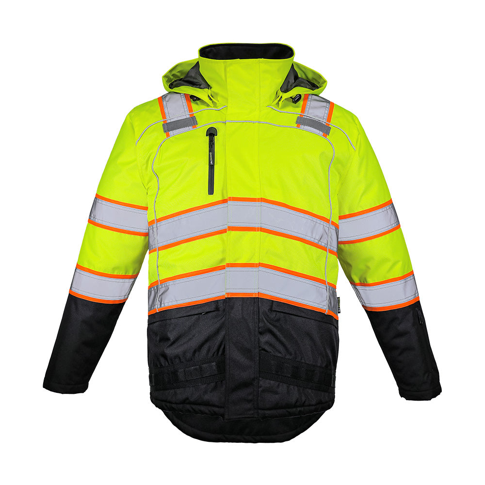 BLANK OJC7735 Heavy-Duty Hi-Vis Class 3 Black Bottom Thermal Insulated Winter Safety Jacket
