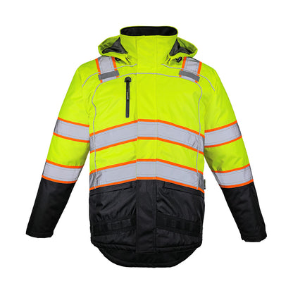 BLANK OJC7735 Heavy-Duty Hi-Vis Class 3 Black Bottom Thermal Insulated Winter Safety Jacket
