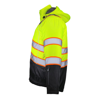 BLANK OJC7735 Heavy-Duty Hi-Vis Class 3 Black Bottom Thermal Insulated Winter Safety Jacket