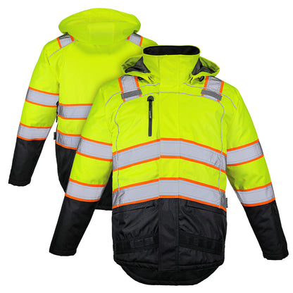 BLANK OJC7735 Heavy-Duty Hi-Vis Class 3 Black Bottom Thermal Insulated Winter Safety Jacket