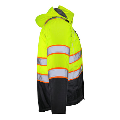 BLANK OJC7735 Heavy-Duty Hi-Vis Class 3 Black Bottom Thermal Insulated Winter Safety Jacket