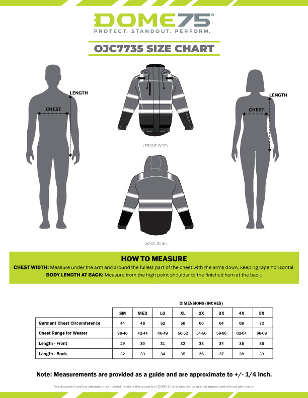 BLANK OJC7735 Heavy-Duty Hi-Vis Class 3 Black Bottom Thermal Insulated Winter Safety Jacket