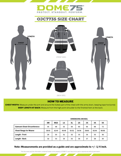 BLANK OJC7735 Heavy-Duty Hi-Vis Class 3 Black Bottom Thermal Insulated Winter Safety Jacket