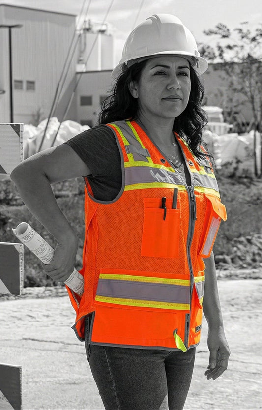 OV6123W ANSI Class 2 Hi-Vis Ladies Contrast Heavy Duty Utility Vest