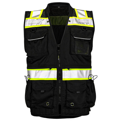BLANK OV8783 Heavy-Duty Solid Front Black Safety Vest Featuring MUL System and ProPocket